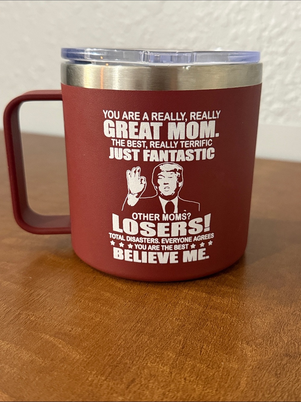 Donald Trump Mother’s Day 20 oz thermal Insulated Mom Mug w/Lid - Funny Graphic